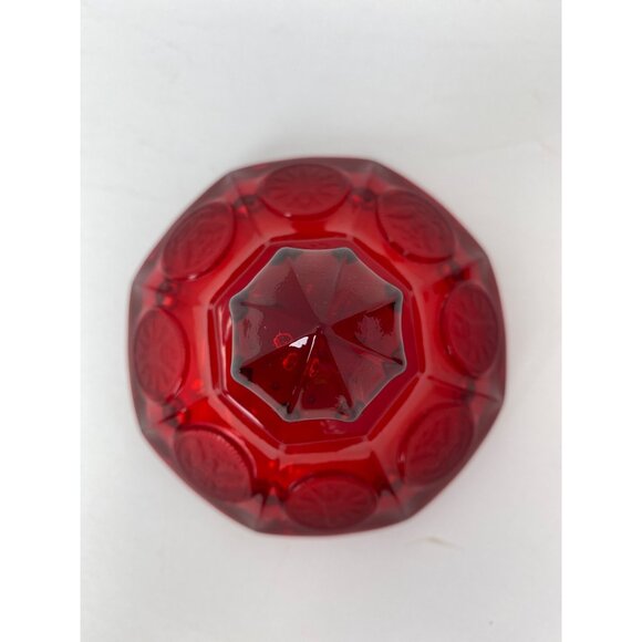 Vintage Fostoria Wedding Bowl with Lid Coin Glass Ruby Red 8 1/4" - Picture 7 of 10